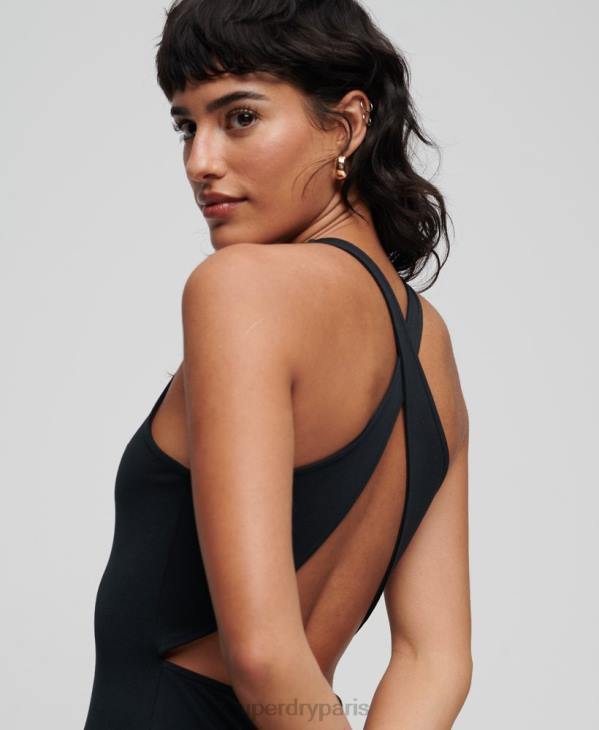 Superdry femmes robe courte en jersey croisé dans le dos D64Z2374 vêtements noir