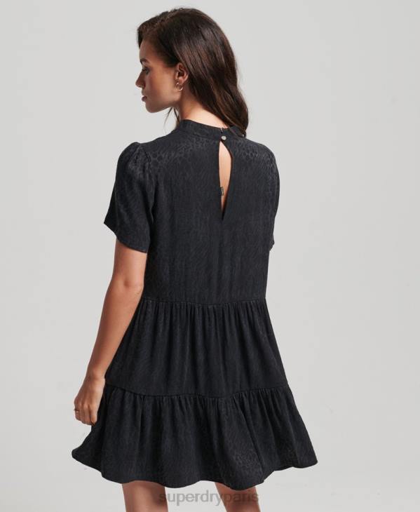 Superdry femmes robe courte à manches courtes D64Z6720 vêtements gris foncé