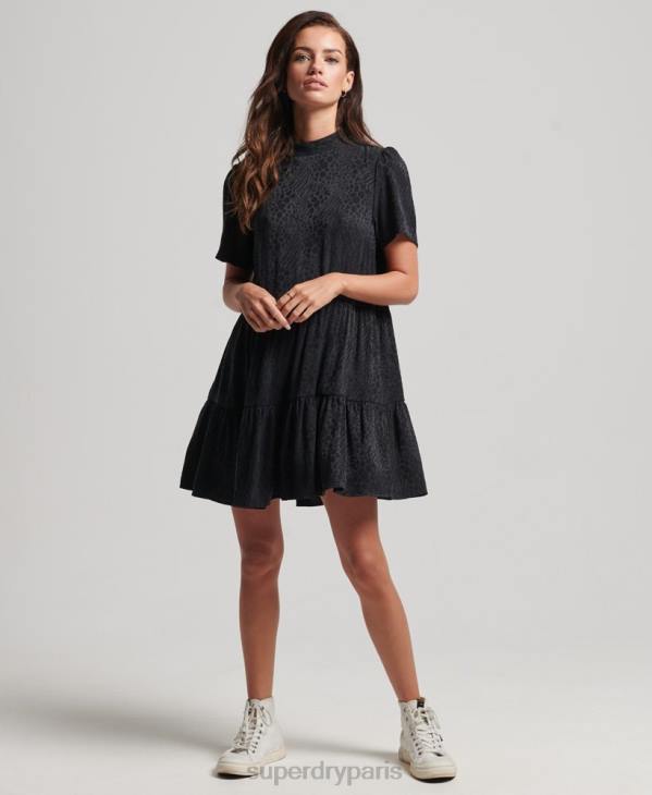 Superdry femmes robe courte à manches courtes D64Z6720 vêtements gris foncé
