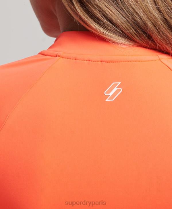 Superdry femmes robe courte moulante à manches longues D64Z6598 vêtements corail