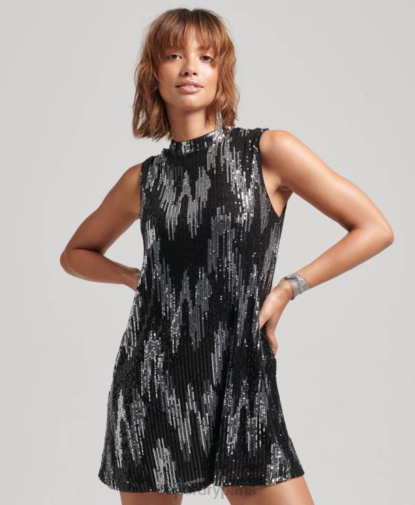 Superdry femmes robe courte à sequins D64Z2460 vêtements multi
