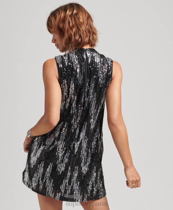 Superdry femmes robe courte à sequins D64Z2460 vêtements multi