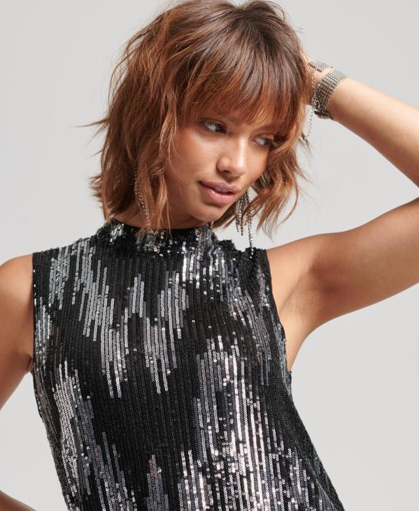 Superdry femmes robe courte à sequins D64Z2460 vêtements multi