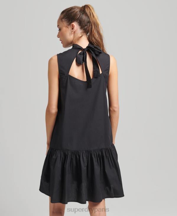 Superdry femmes robe courte tissée D64Z2537 vêtements noir