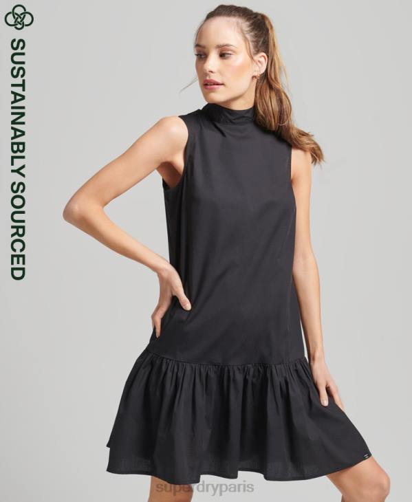 Superdry femmes robe courte tissée D64Z2537 vêtements noir