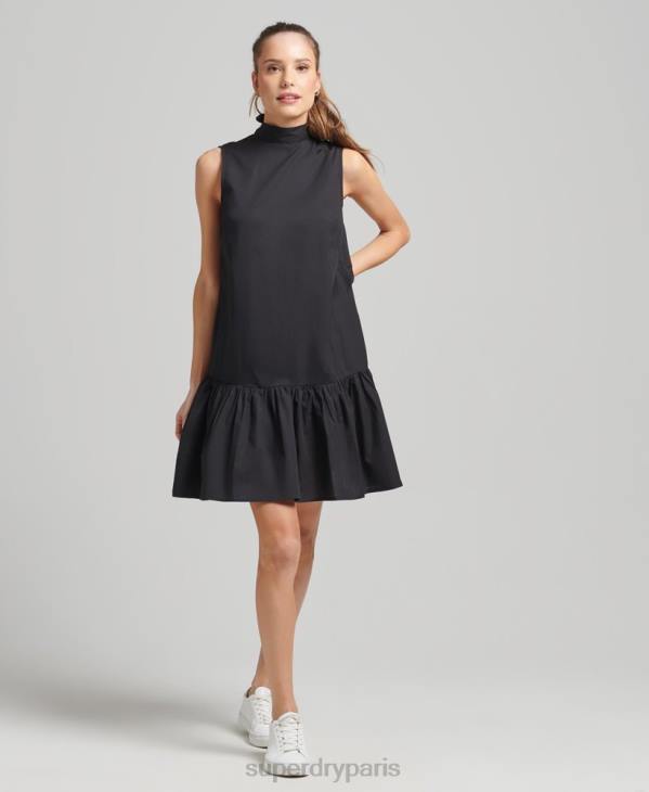 Superdry femmes robe courte tissée D64Z2537 vêtements noir