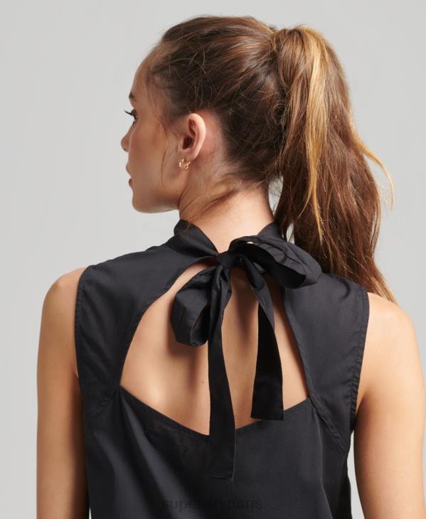 Superdry femmes robe courte tissée D64Z2537 vêtements noir