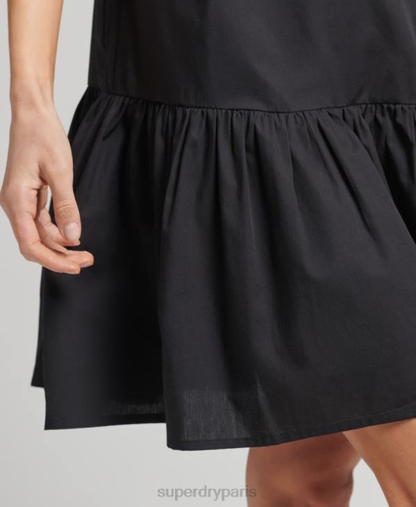 Superdry femmes robe courte tissée D64Z2537 vêtements noir