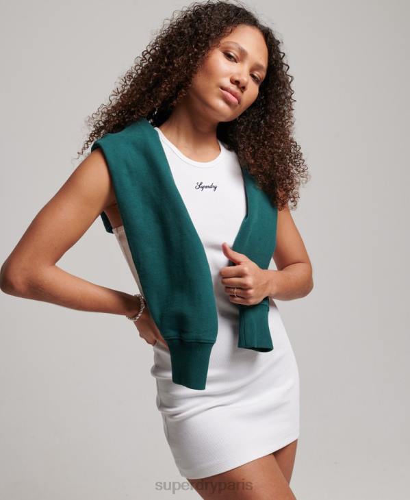 Superdry femmes robe débardeur essentielle à logo code D64Z2472 vêtements blanc