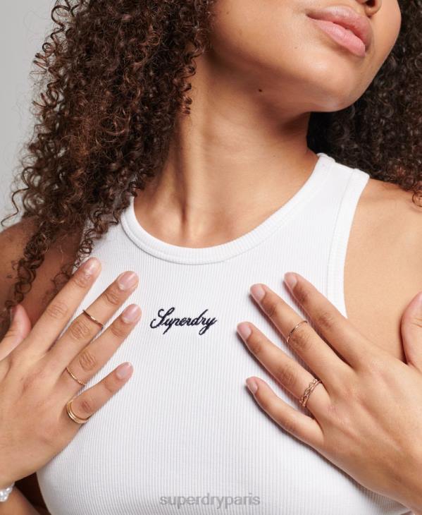 Superdry femmes robe débardeur essentielle à logo code D64Z2472 vêtements blanc