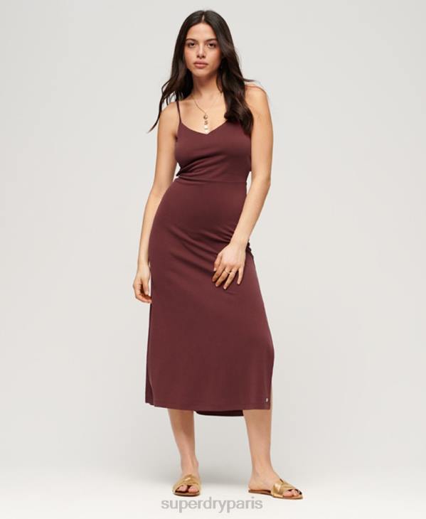 Superdry femmes robe dos nu en jersey D64Z2117 vêtements brun