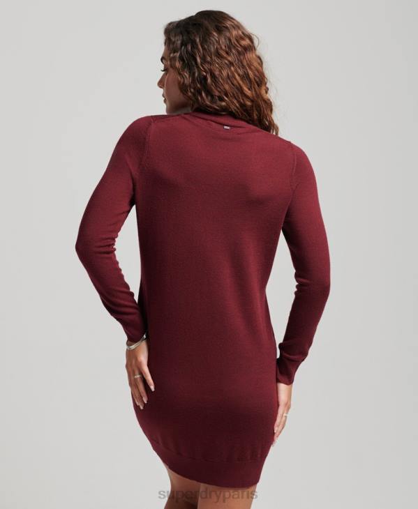 Superdry femmes robe en maille mérinos D64Z2483 vêtements rouge