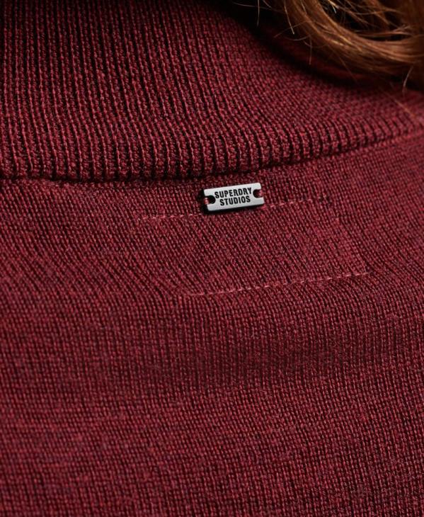 Superdry femmes robe en maille mérinos D64Z2483 vêtements rouge