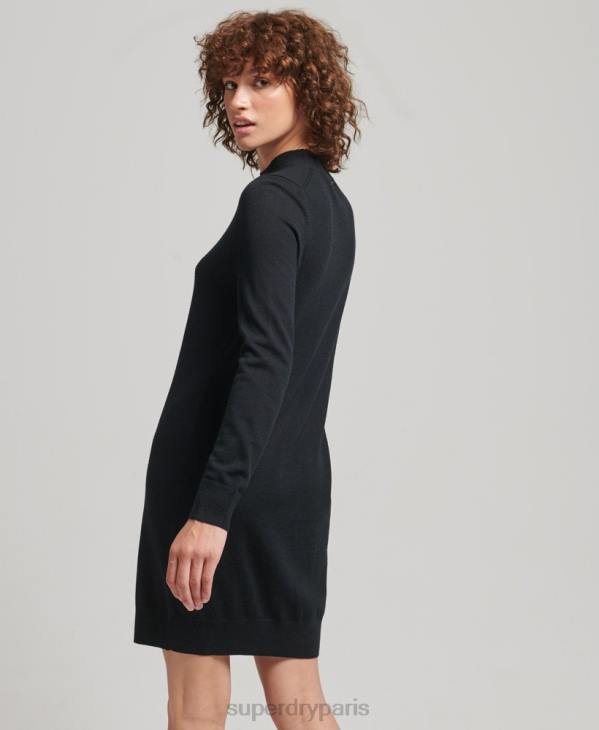 Superdry femmes robe en maille mérinos D64Z2508 vêtements noir