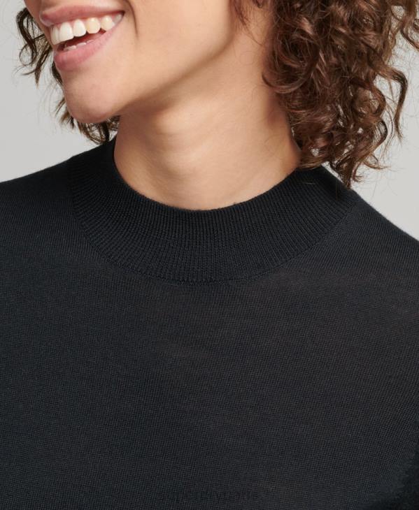 Superdry femmes robe en maille mérinos D64Z2508 vêtements noir