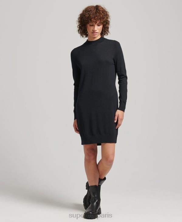Superdry femmes robe en maille mérinos D64Z2508 vêtements noir