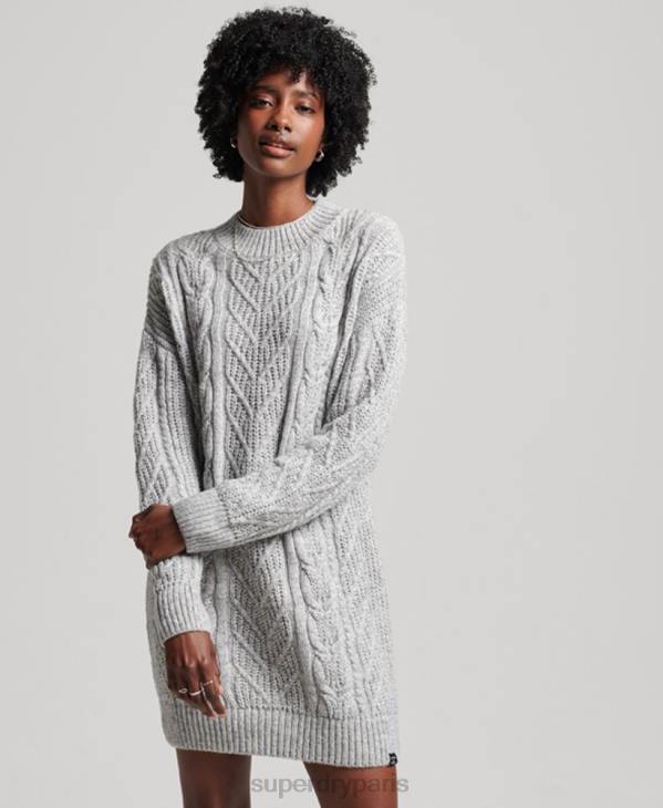 Superdry femmes robe en maille torsadée florence D64Z2548 vêtements gris