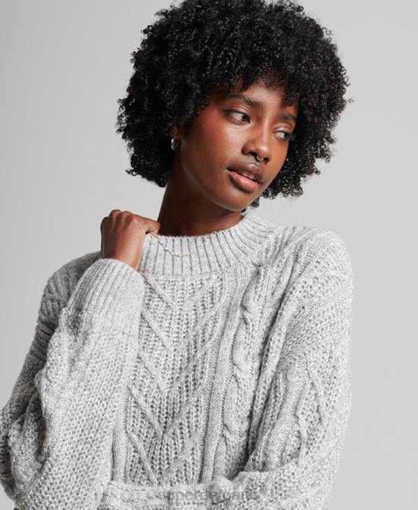Superdry femmes robe en maille torsadée florence D64Z2548 vêtements gris