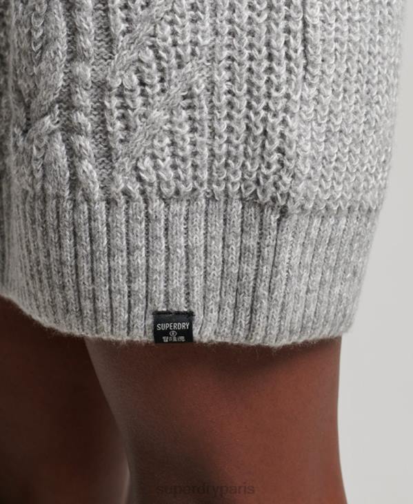 Superdry femmes robe en maille torsadée florence D64Z2548 vêtements gris
