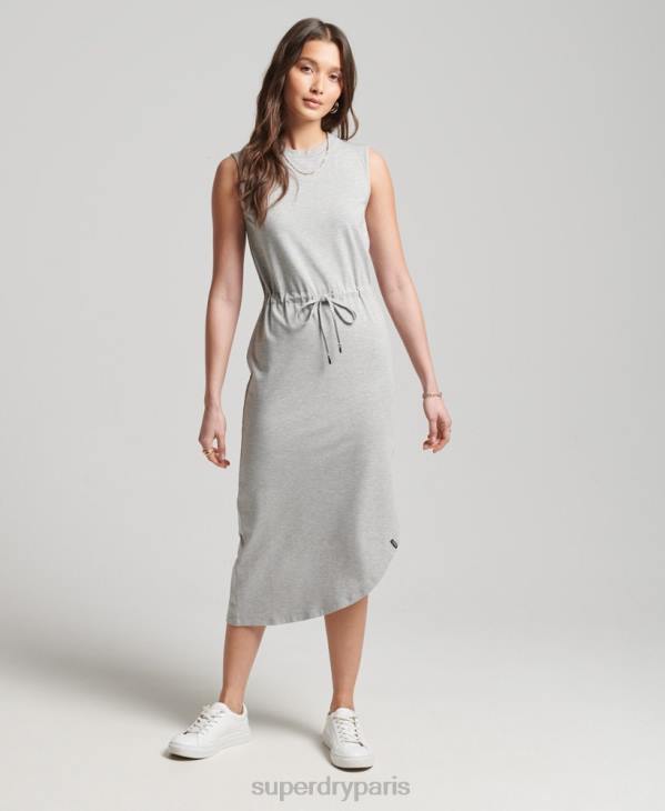 Superdry femmes robe longue en jersey studios D64Z2526 vêtements gris clair