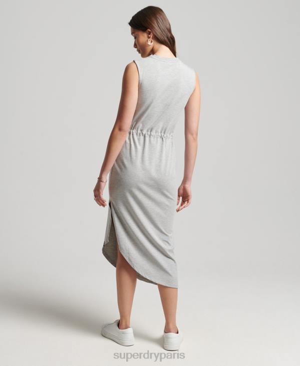 Superdry femmes robe longue en jersey studios D64Z2526 vêtements gris clair