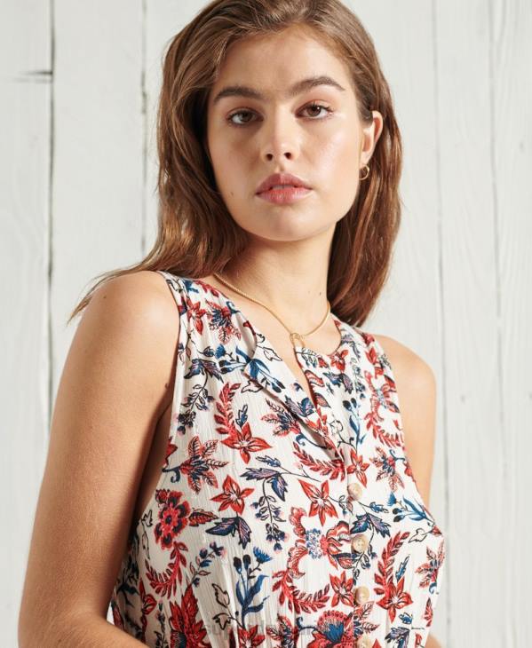 Superdry femmes robe longue luci D64Z6783 vêtements blanc