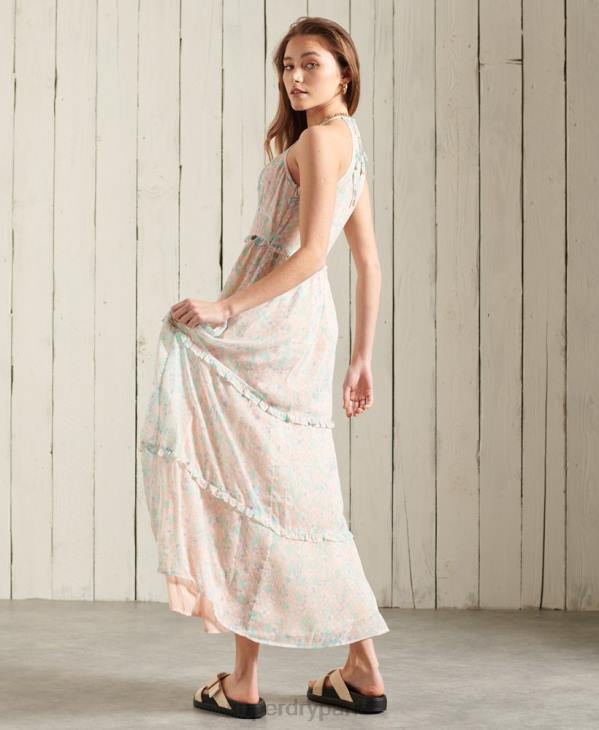 Superdry femmes robe longue margaux D64Z2547 vêtements rose