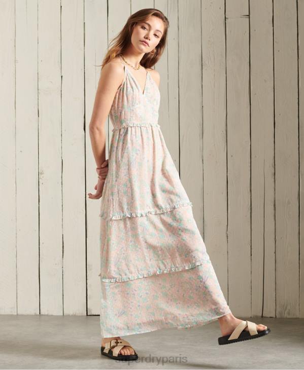 Superdry femmes robe longue margaux D64Z2547 vêtements rose