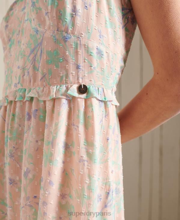 Superdry femmes robe longue margaux D64Z2547 vêtements rose
