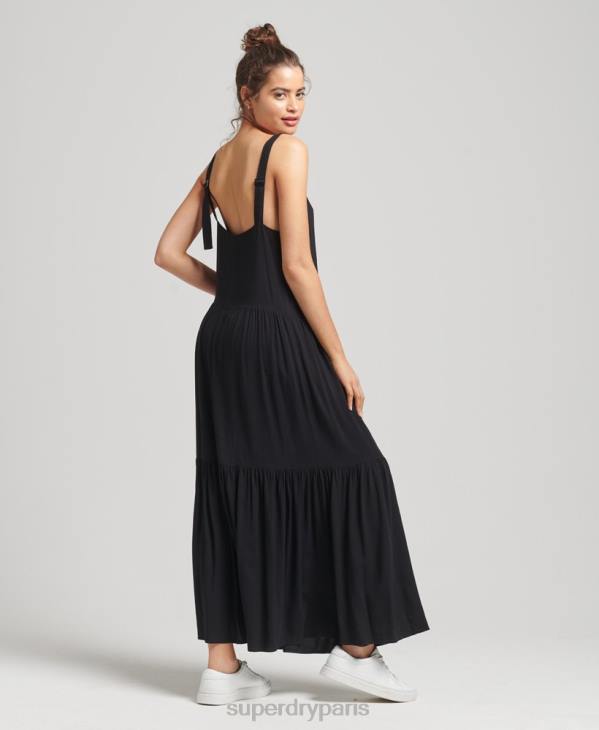Superdry femmes robe longue tissée studios D64Z2525 vêtements noir