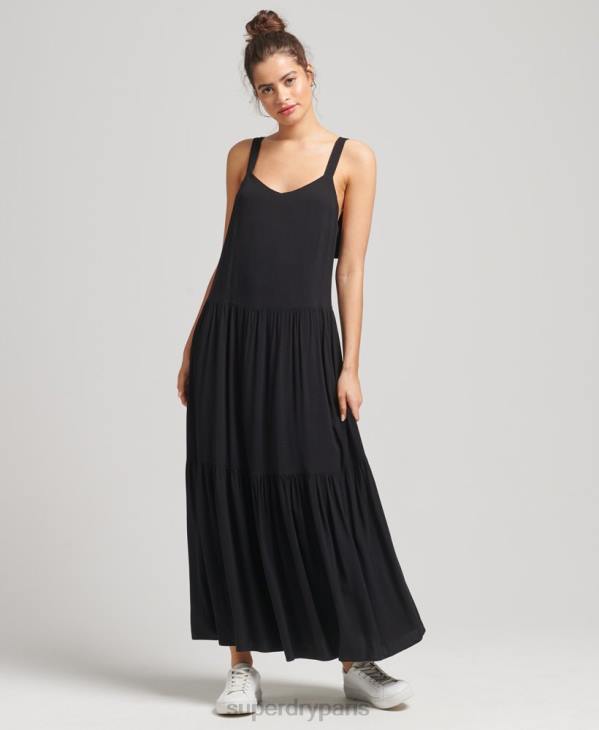 Superdry femmes robe longue tissée studios D64Z2525 vêtements noir