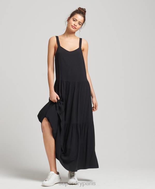 Superdry femmes robe longue tissée studios D64Z2525 vêtements noir