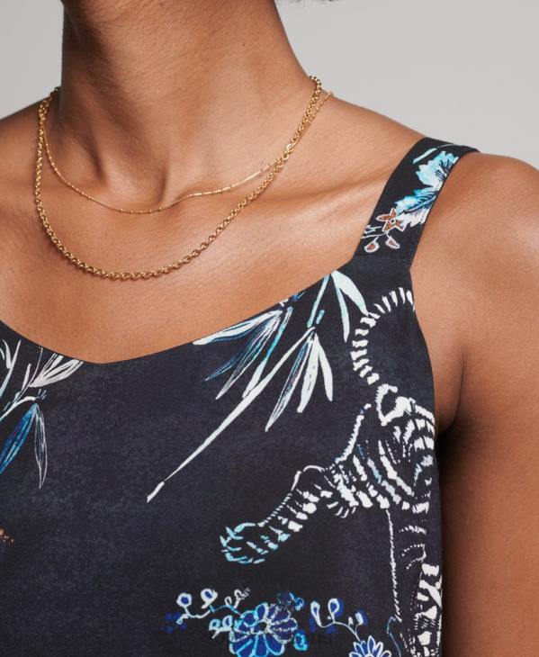 Superdry femmes robe longue tissée studios D64Z2528 vêtements marine