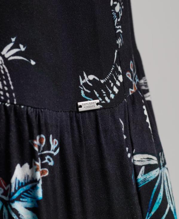 Superdry femmes robe longue tissée studios D64Z2528 vêtements marine
