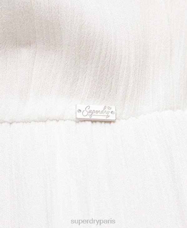 Superdry femmes robe mi-longue brodée D64Z1985 vêtements blanc