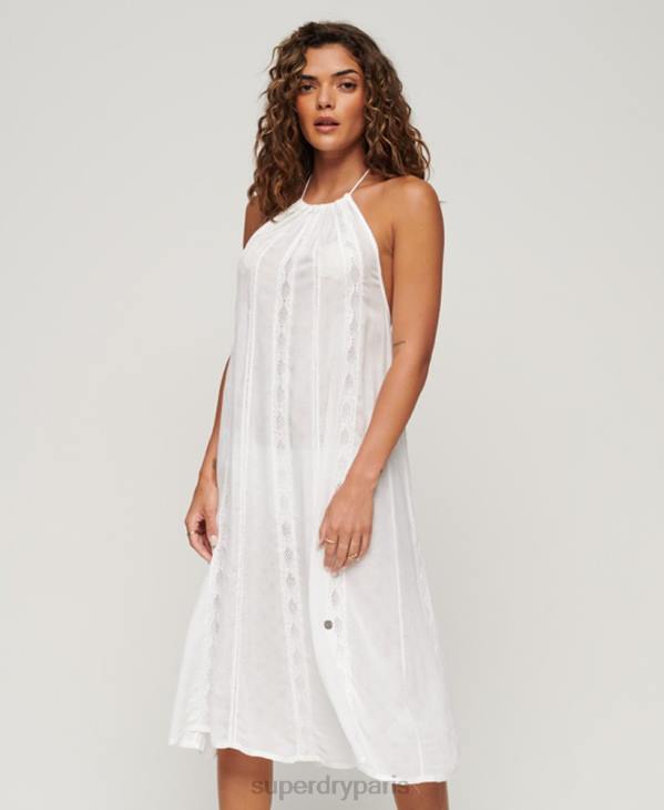 Superdry femmes robe mi-longue dos nu D64Z2069 vêtements blanc