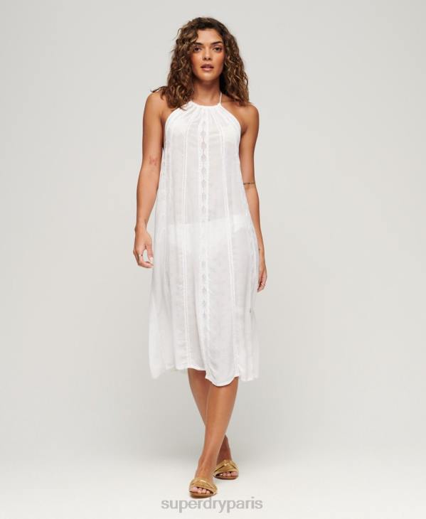 Superdry femmes robe mi-longue dos nu D64Z2069 vêtements blanc