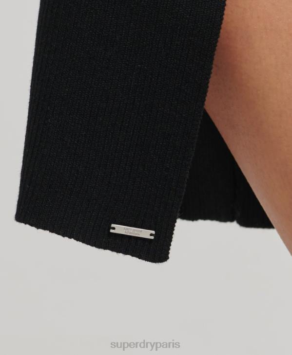 Superdry femmes robe mi-longue dos nu en maille D64Z6662 vêtements noir