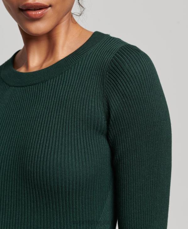 Superdry femmes robe mi-longue dos nu en maille D64Z6684 vêtements vert