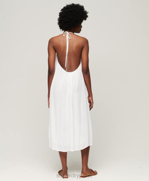 Superdry femmes robe mi-longue en dentelle D64Z2073 vêtements blanc