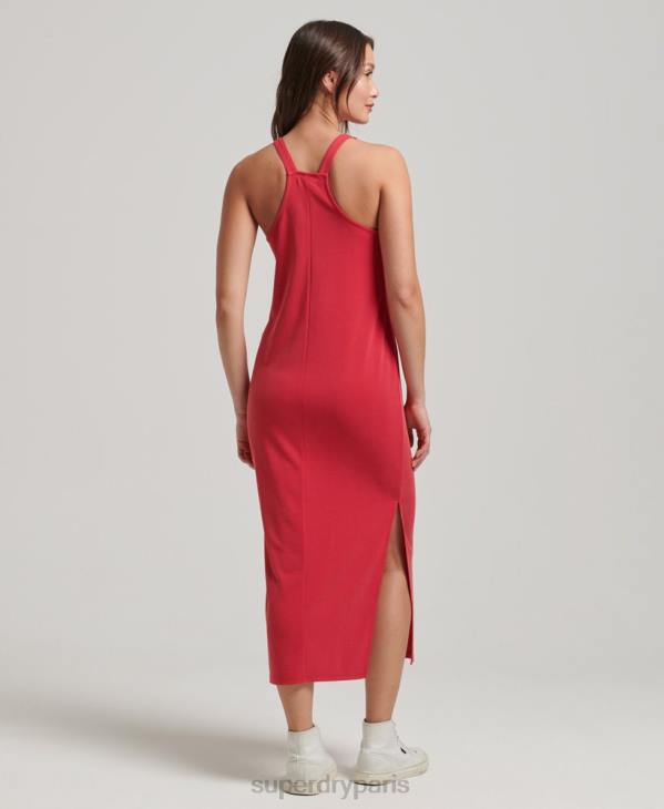 Superdry femmes robe mi-longue en jersey à bretelles D64Z2552 vêtements rouge
