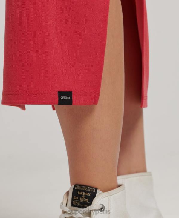 Superdry femmes robe mi-longue en jersey à bretelles D64Z2552 vêtements rouge