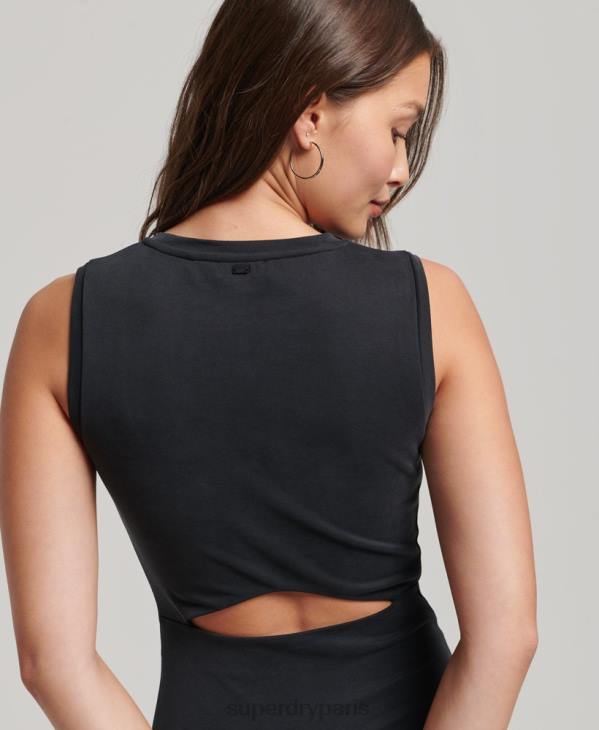 Superdry femmes robe mi-longue en jersey à détails dans le dos D64Z2518 vêtements noir