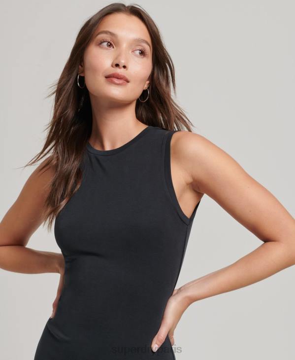Superdry femmes robe mi-longue en jersey à détails dans le dos D64Z2518 vêtements noir
