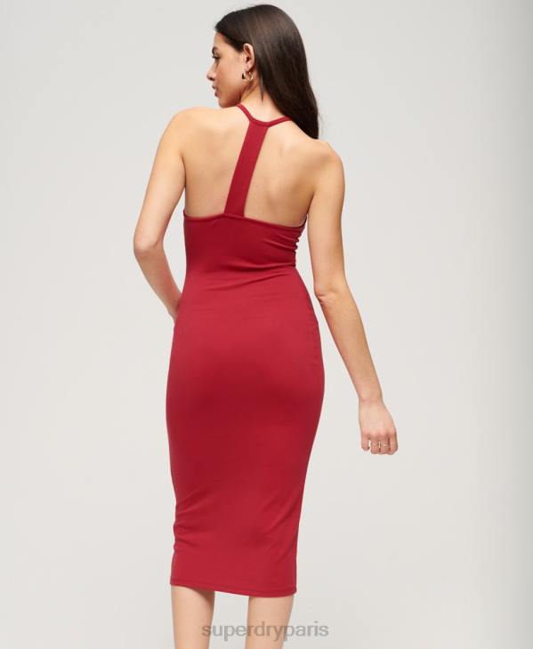 Superdry femmes robe mi-longue en jersey à dos en t D64Z2365 vêtements rouge