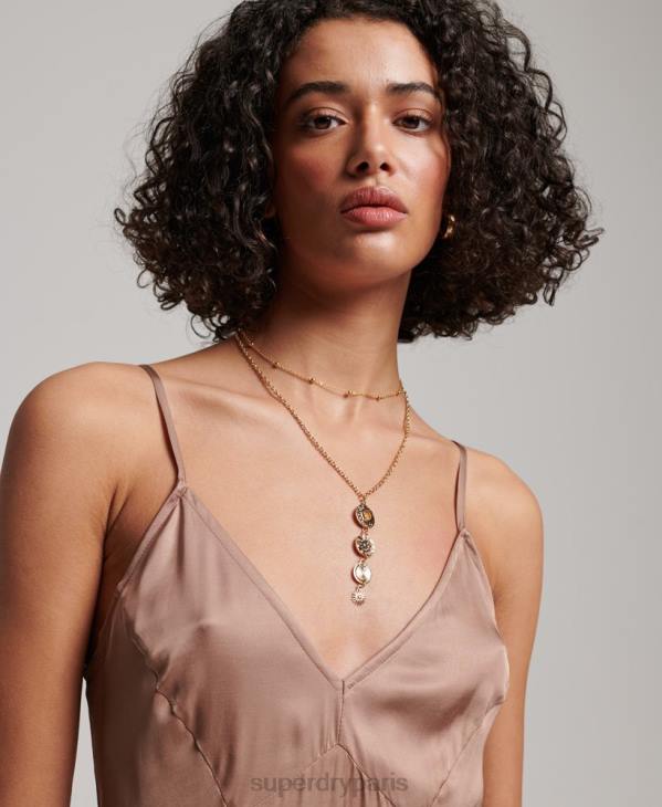 Superdry femmes robe mi-longue en satin D64Z2377 vêtements brun