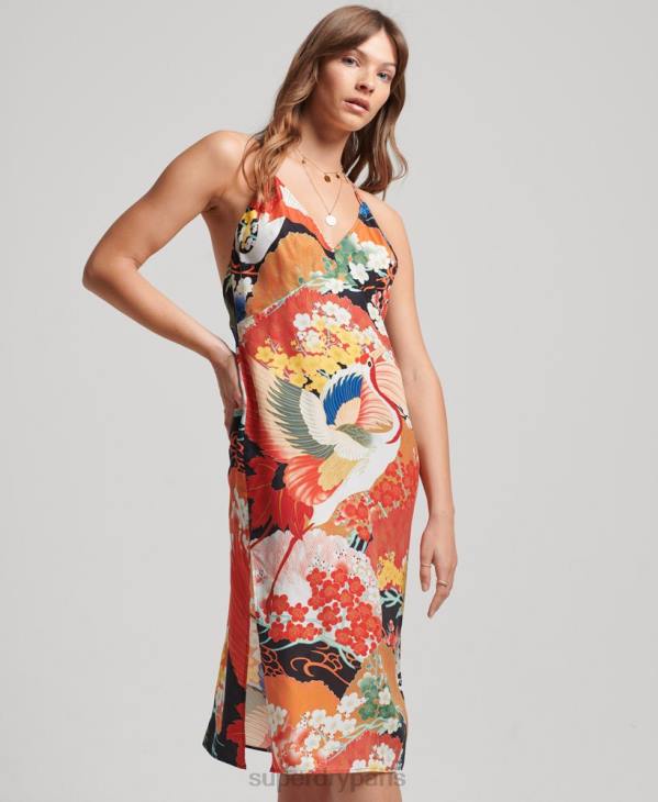 Superdry femmes robe mi-longue imprimée D64Z2486 vêtements multi