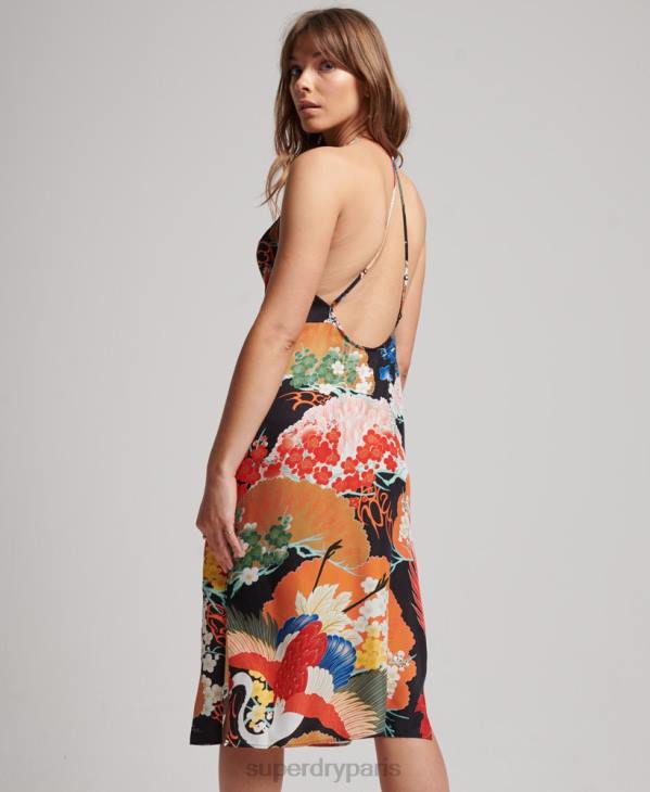 Superdry femmes robe mi-longue imprimée D64Z2486 vêtements multi