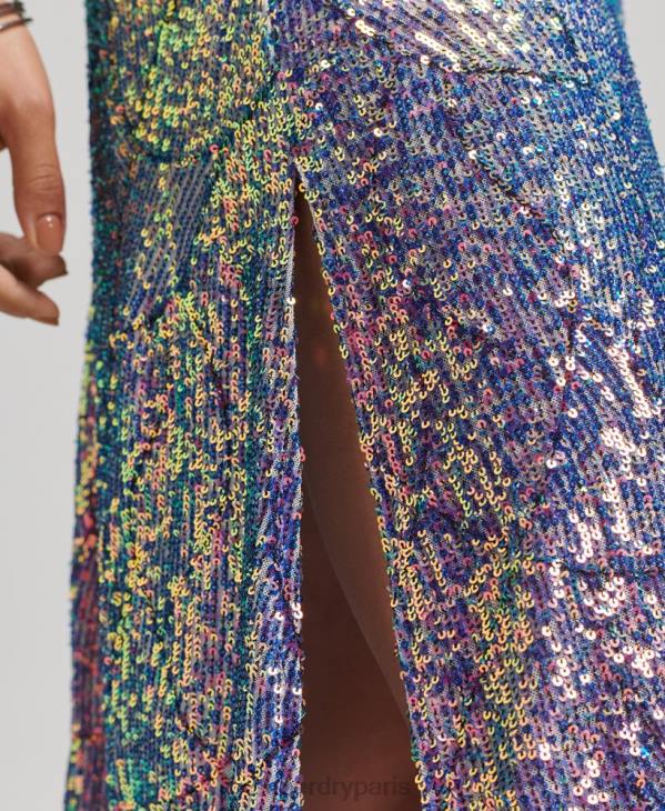 Superdry femmes robe mi-longue à sequins D64Z2415 vêtements multi