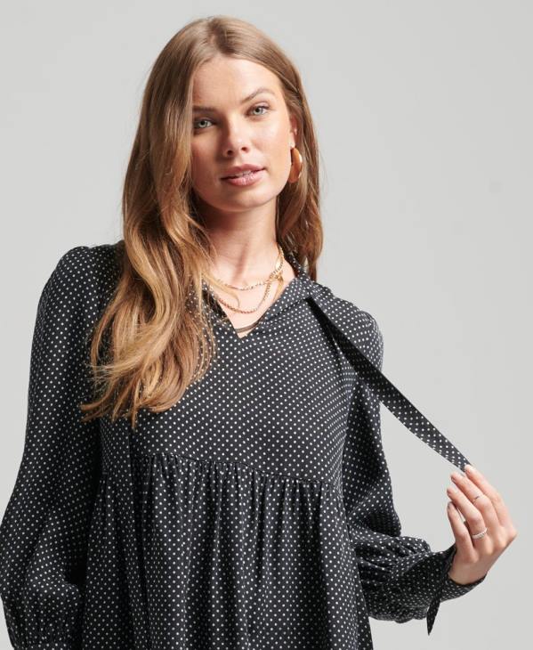 Superdry femmes robe péplum en cupro D64Z2444 vêtements noir